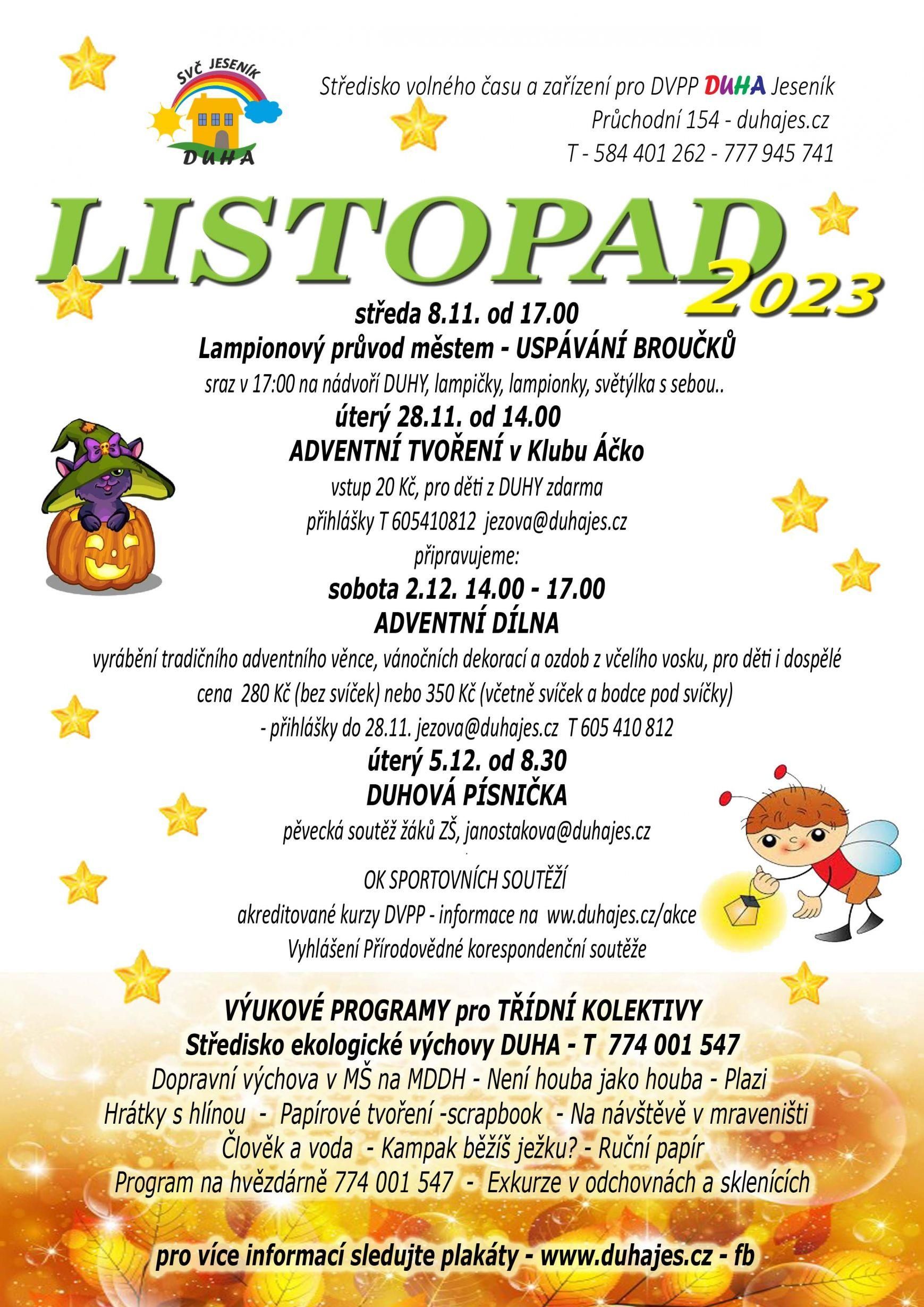 Zveme Vás na listopadové akce DUHY