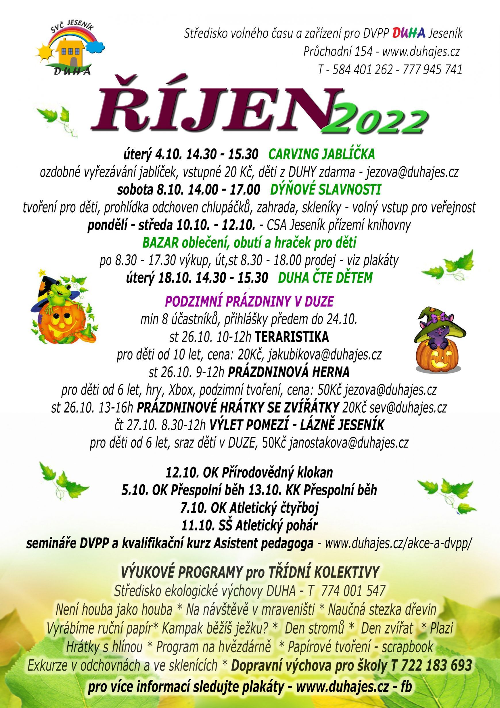 Zveme vás na říjnové akce DUHY