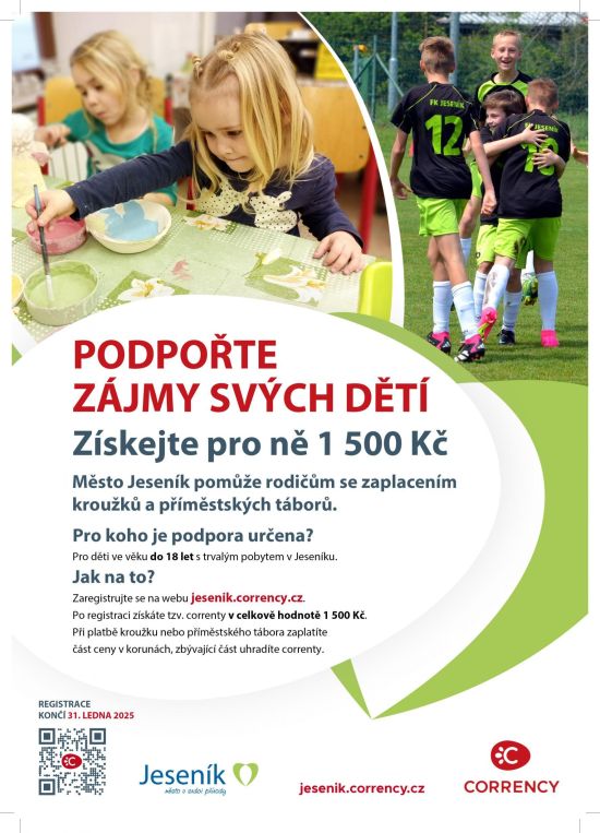 CORRENTY – Jeseník podporuje kroužky dětem!